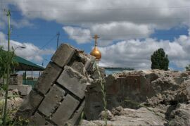 Руины Скорбященского храма на кладбище Моторное, г. Волгоград