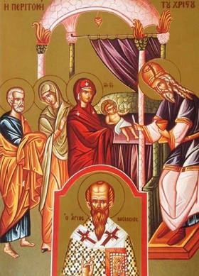Обрезание Господне. Святитель Василий Великий. Греческая икона