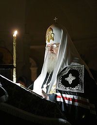 Патриарх Алексий II во время великопостного богослужения