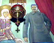 Икона Блаженной Матроны Московской с изображением Сталина