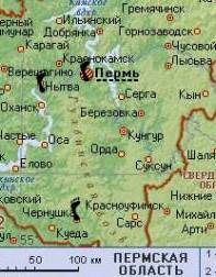 Фрагмент карты Пермского края