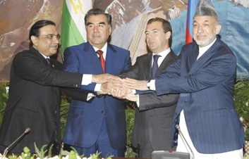 Встреча президентов Афганистана Х.Карзая, Пакистана А. А.Зардари, России Д.Медведева и Таджикистана Э.Рахмона в Душанбе 30 июля 2009 года