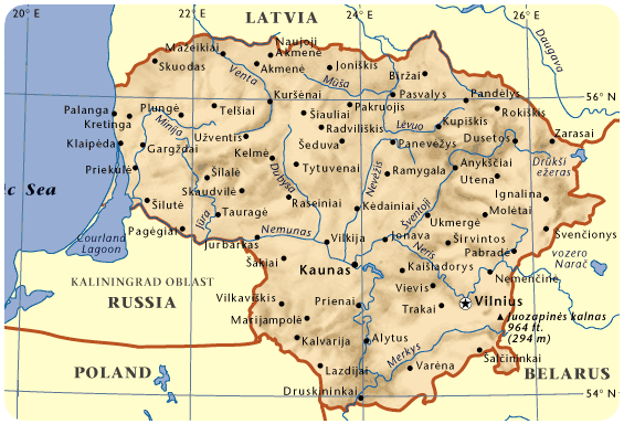 Карта Литвы