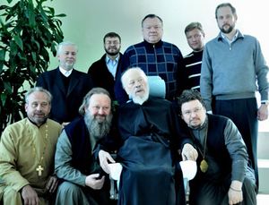 Блаженнейший митрополит Владимир, митрополит Вышгородский Павел и епископ Макаровский Иларий