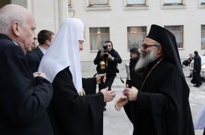 Святейший Патриарх Кирилл приветствовал Блажженнейшего Патриарха Антиохийского Иоанна X с прибытием в Москву