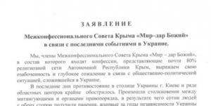 Заявление Межконфессионального совета Крыма