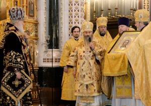 Блаженнейший митрополит Онуфрий поздравляет Святейшего Патриарха Кирилла днём интронизации