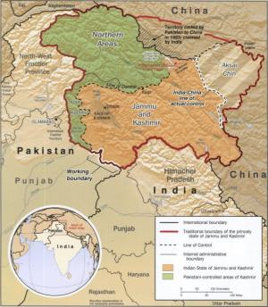Карта Кашмира и спорных территорий