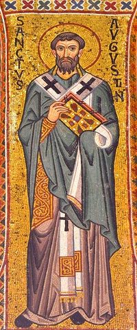 Святой Блаженный Августин, Епископ Иппонийский. Мозаика Палатинской капеллы в Палермо, Сицилия. XII