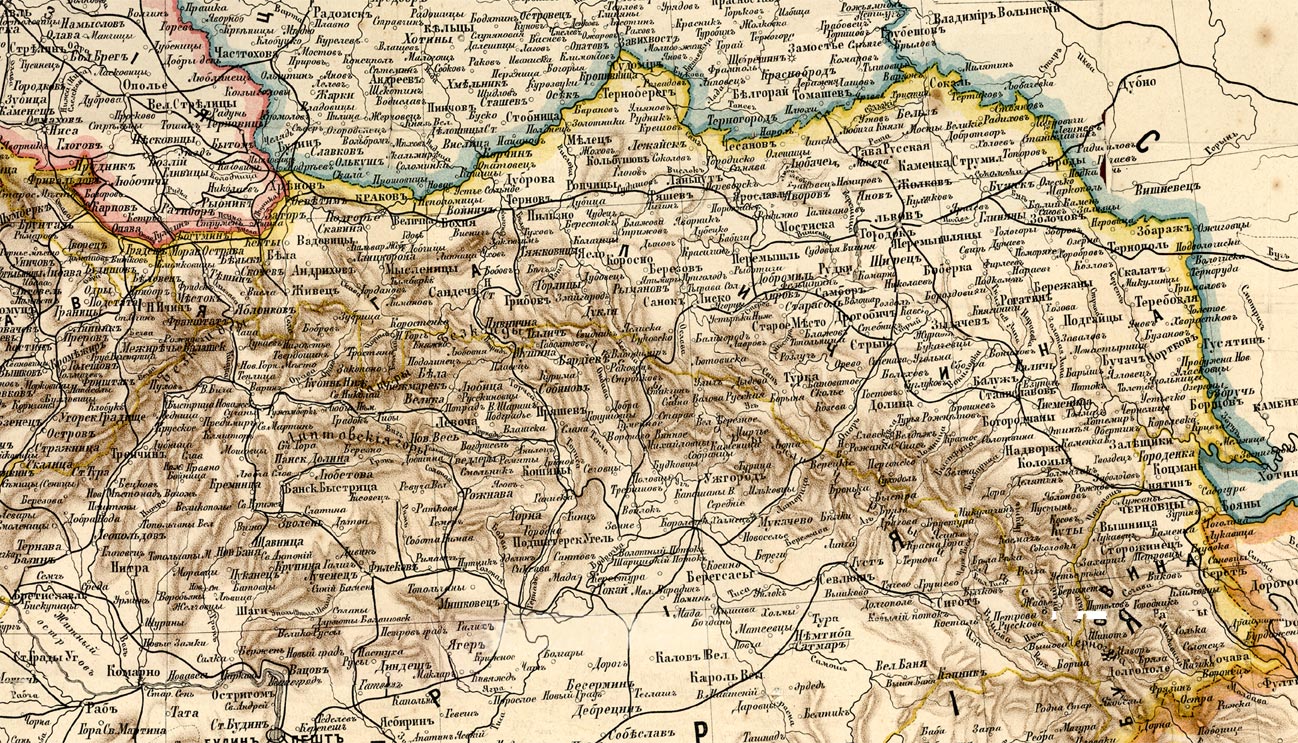 Карта Прикарпатской Руси в конце XIX века