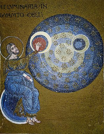 Сотворение мира, Кафедральный собор Монреале, Италия, мозаика XII в.