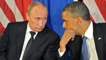Владимир Путин и Барак Обама во время встречи в преддверии саммита G20 в гостинице 