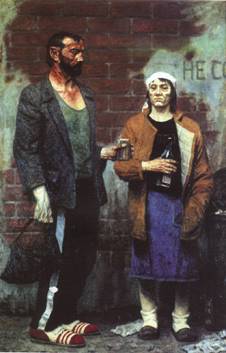 Гелий Коржев. Адам Алексеевич и Ева Петровна, 1997-1998 г. Холст, масло. 170x120, Собственность автора.
