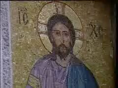Мозаичная икона с ликом Иисуса Христа на Смоленском кладбище Петербурга 