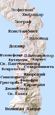 Карта Афона