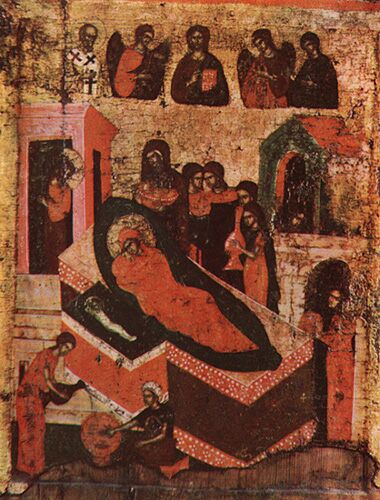 Икона Рождество Богородицы. 14 век. Псков