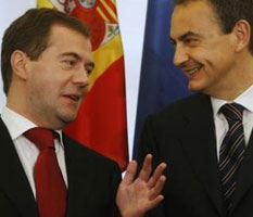 Президент России Дмитрий Медведев и премьер-министр Испании Хосе Луис Родригес Сапатеро