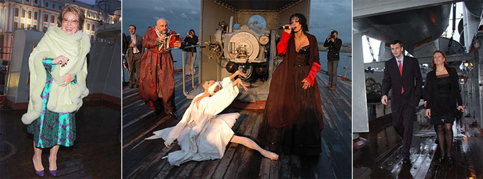 Вечеринка питерского бомонда на борту крейсера *Аврора* (Фото с сайта *Свободная пресса*)