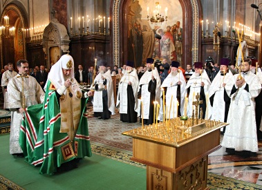 Патриарх Кирилл служит панихиду по погибшим в ходе вооруженного конфликта в Южной Осетии (фото: Патриархия.Ру)