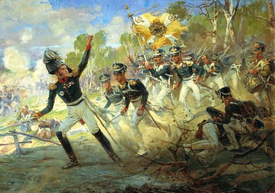 Подвиг солдат генерала Н.Н. Раевского под Салтановкой 11 июля 1812 г. (Н.С.Самокиш, 1912 г.)