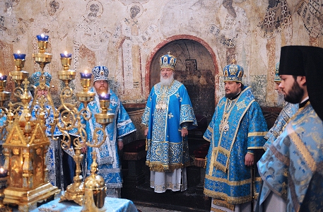 Патриарх Кирилл в Благовещенском соборе Кремля в праздник Благовещения Пресвятой Богородицы