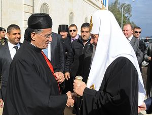 Патриарх Кирилл с Патриархом Бешарой
