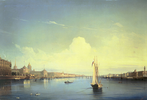 Алексей Боголюбов Петербург при заходе солнца 1850 г.