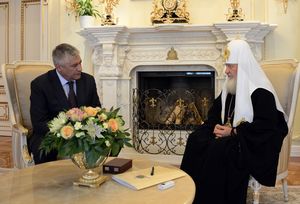 Встреча Святейшего Патриарха Кирилла с министром внутренних дел В. Колокольцевым