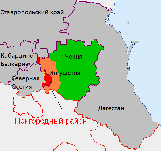 Карта спорных территорий Северного Кавказа