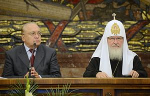 Патриарх Кирилл и ректор МГУ В.А.Садовничий