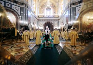 Патриарх Кирилл в Храме Христа Спасителя (24.03.2013)