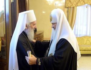 Святейший Патриарх Кирилл приветствовал Сербского Патриарха Иринея