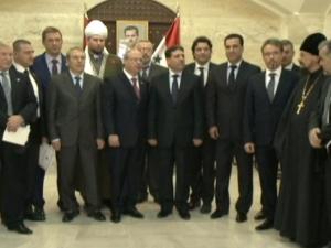 Российская делегация перед встречей с Асадом в Дамаске (20.01.2014)