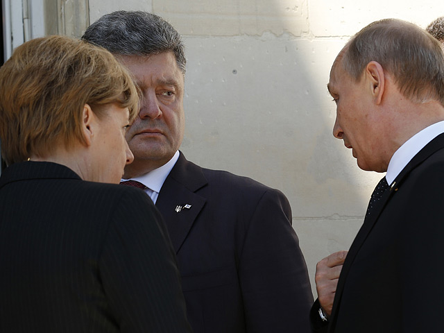 Путин Меркель и Порошенко