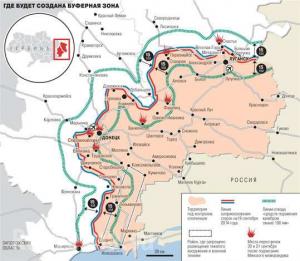 Карта разграничения границ Украины и Новороссии