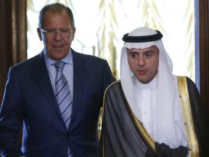 Главы МИД России и Саудовской Аравии Сергей Лавров и Адель аль-Джубейр
