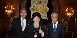 Патриарх Константинопольский Варфоломей и экс-президенты Украины Кравчук и Ющенко