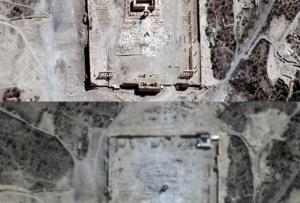 Снимки Храм Бэла со спутника до и после атаки ИГ