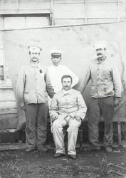 Гавриил Михайлович Масленников (крайний слева) в японском плену. Япония, г.Наросино