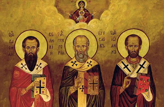 Вселенские святители и учители Василий Великий, Григорий Богослов и Иоанн Златоуст