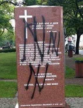 Памятник в Гданьске, оскверненный украинскими националистами