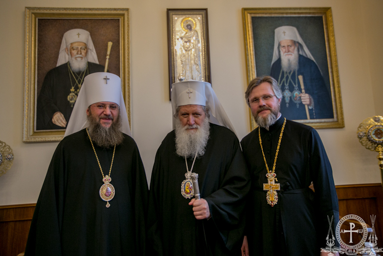 Болгарский Патриарх Неофит, митрополит Бориспольский Антоний и протоиерей Николай Данилевич