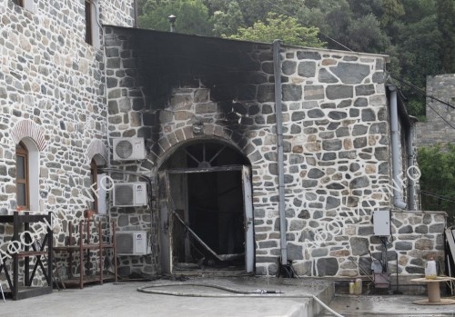 Пожар в генераторной Русского монастыря на Афоне