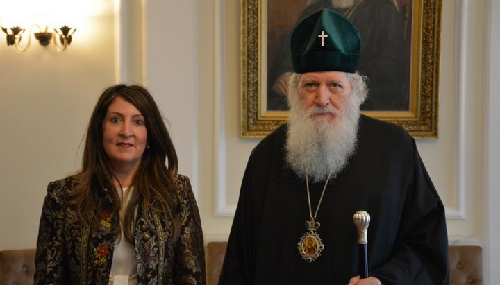 Болгарский Патриарх Неофит и посол США в Болгарии Херо Мустафа