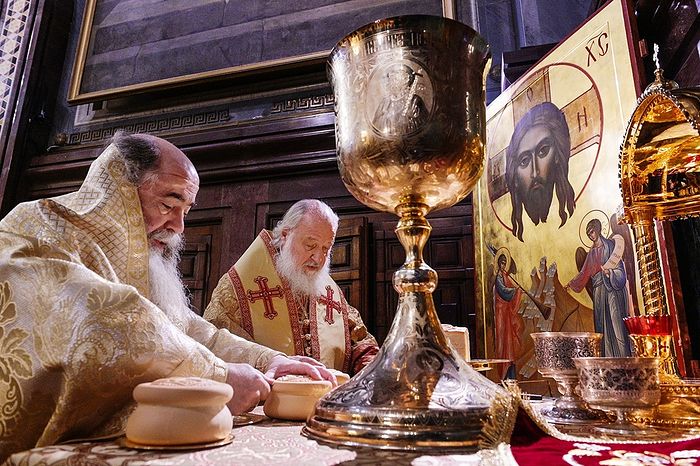 Патриархи Иерусалимский Феофил и Московский Кирилл