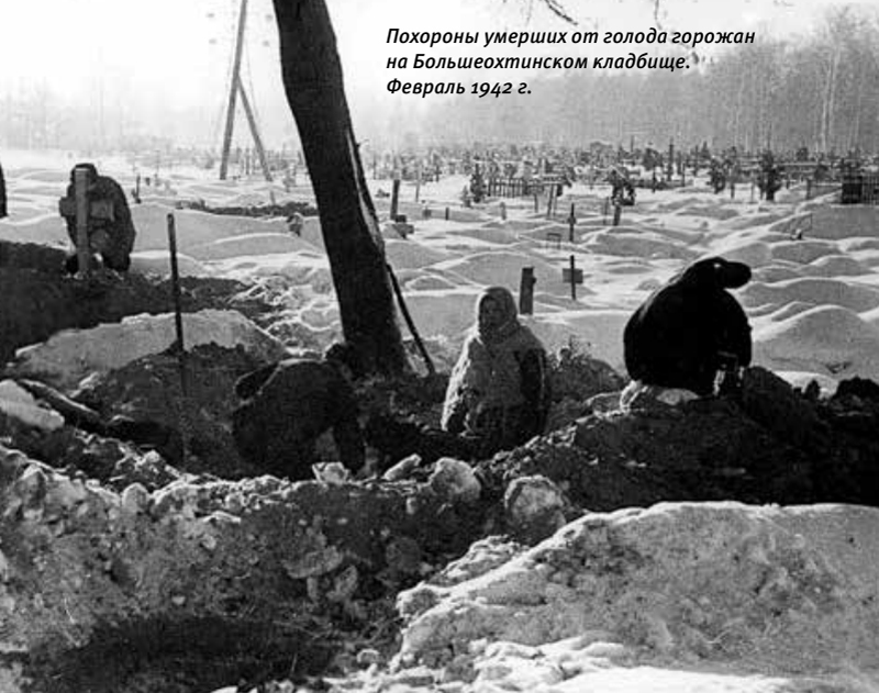 Похороны умерших от голода горожан на Большеохтинском кладбище. Февраль 1942 г.