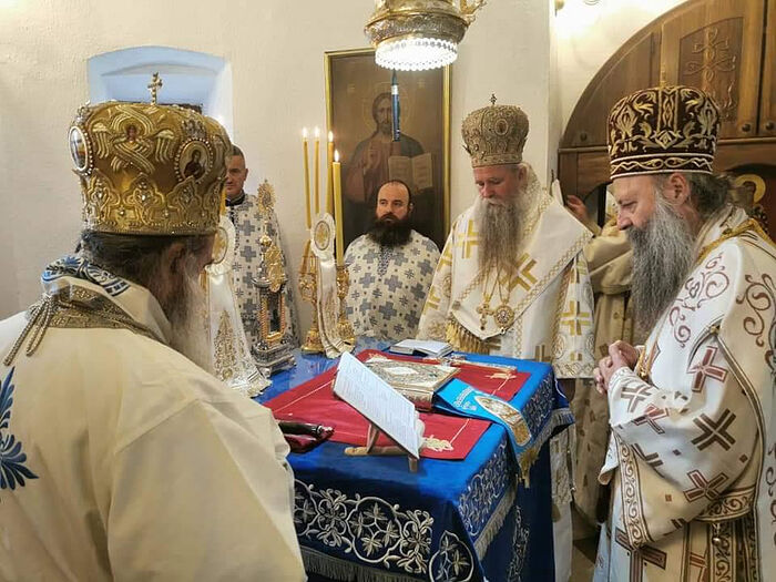 Патриарх Сербский Порфирий и митрополит Черногорский Иоанникий