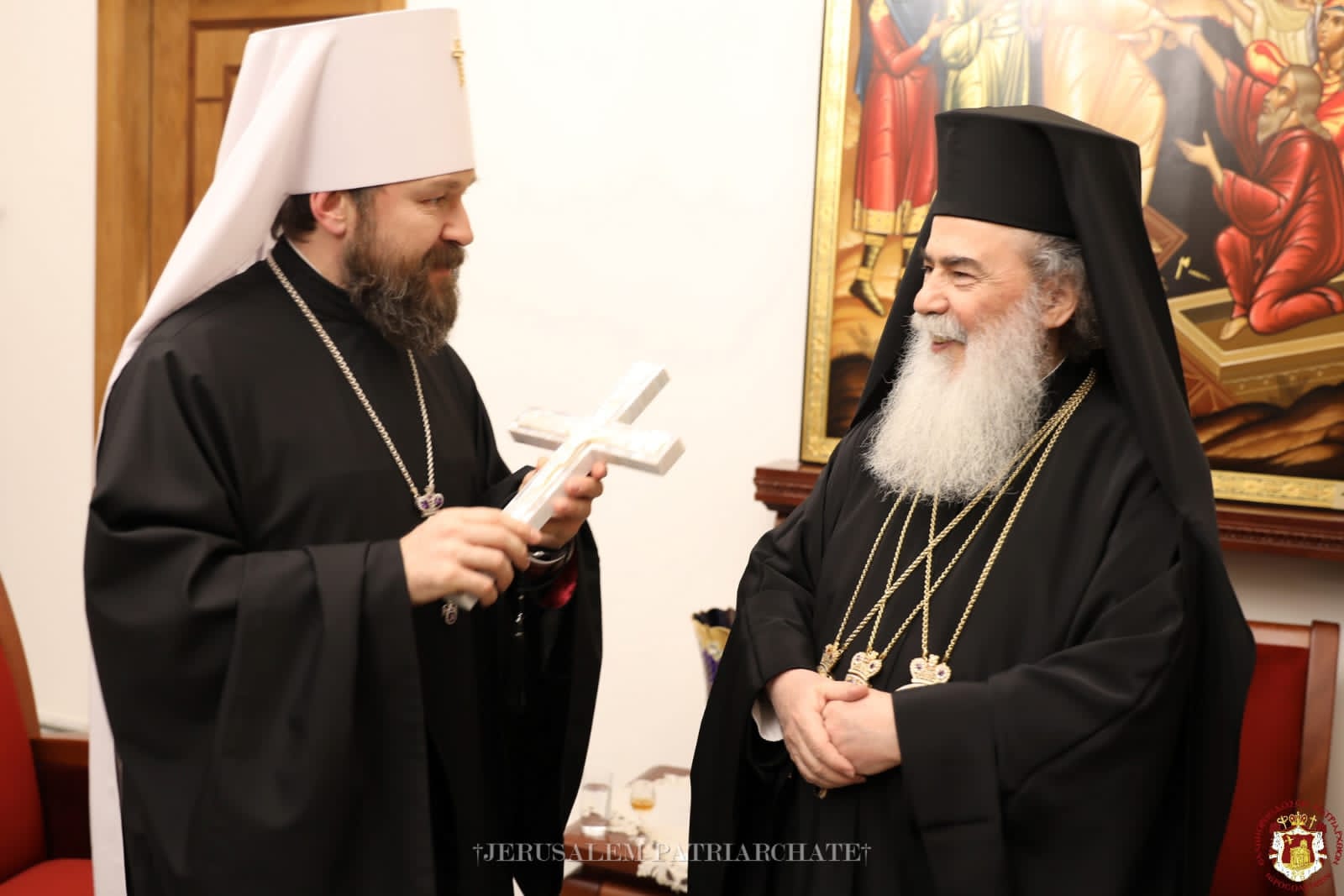 Иерусалимский Патриарх Феофил и митрополит Волоколамский Иларион