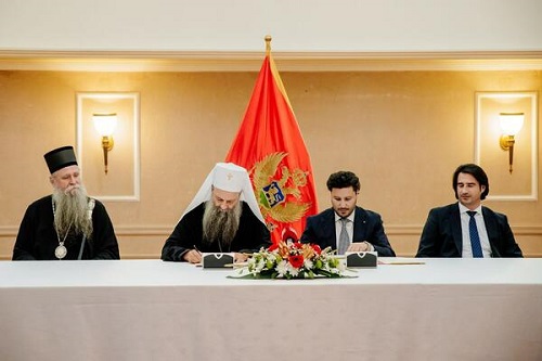 Премьер-министр Черногории Абазович и Патриарх Сербский Порфирий