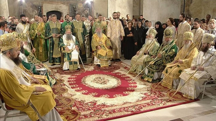 Патриарх Сербский Порфирий и Архиепископ Охридско-Македонский Стефан вместе отметили год македонской автокефалии